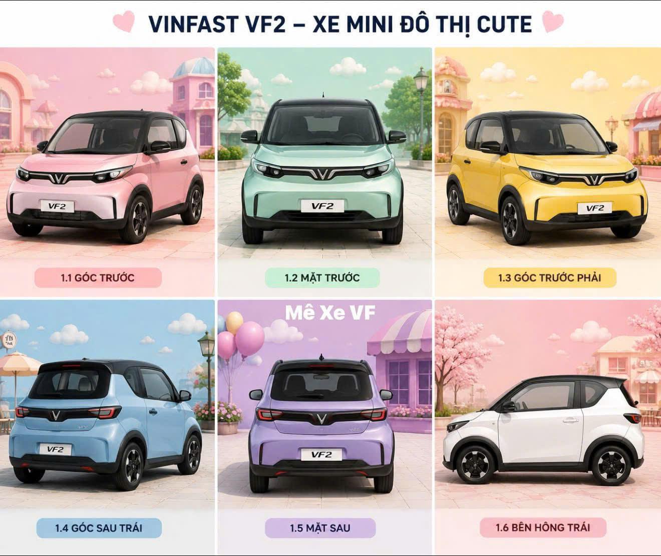 VinFast VF2 xe ô tô điện mini đô thị 2026 nhiều màu sắc